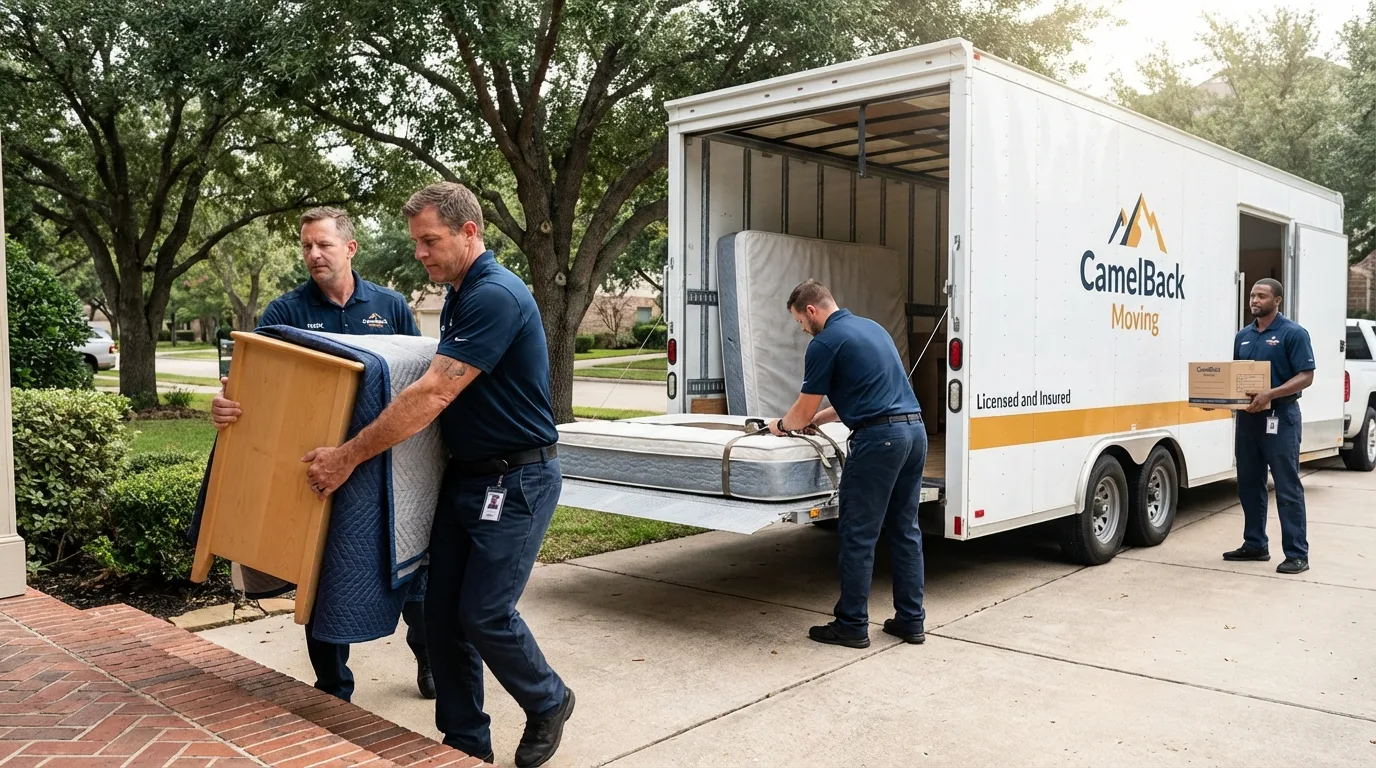 Crew loading residential truck for cross-state move from Miamisburg, OH