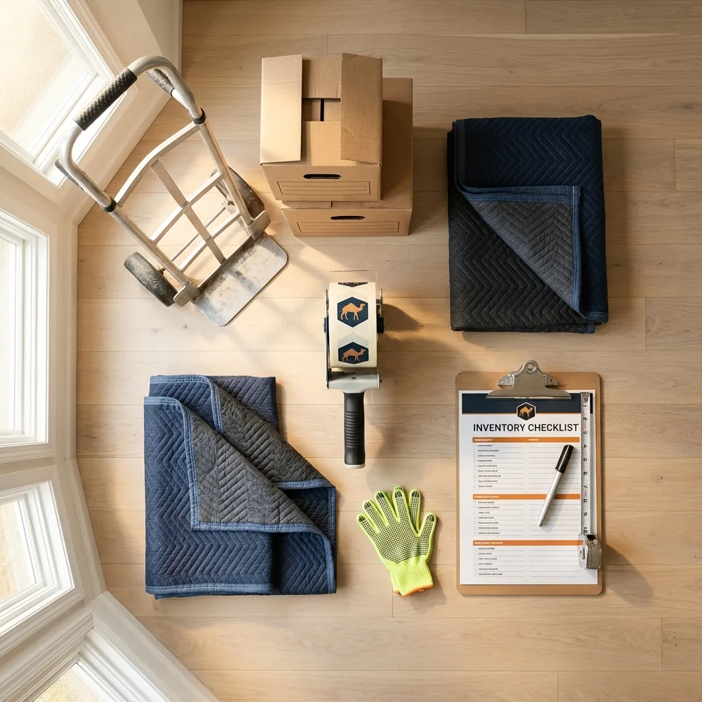 Professional moving supplies and packing materials layout for Miamisburg residential relocations